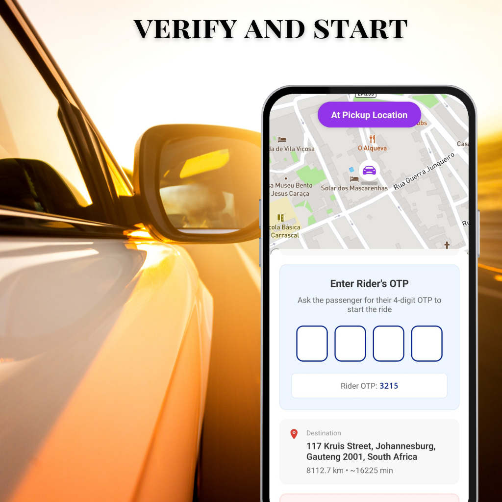 Driver verifies pickup and starts trip